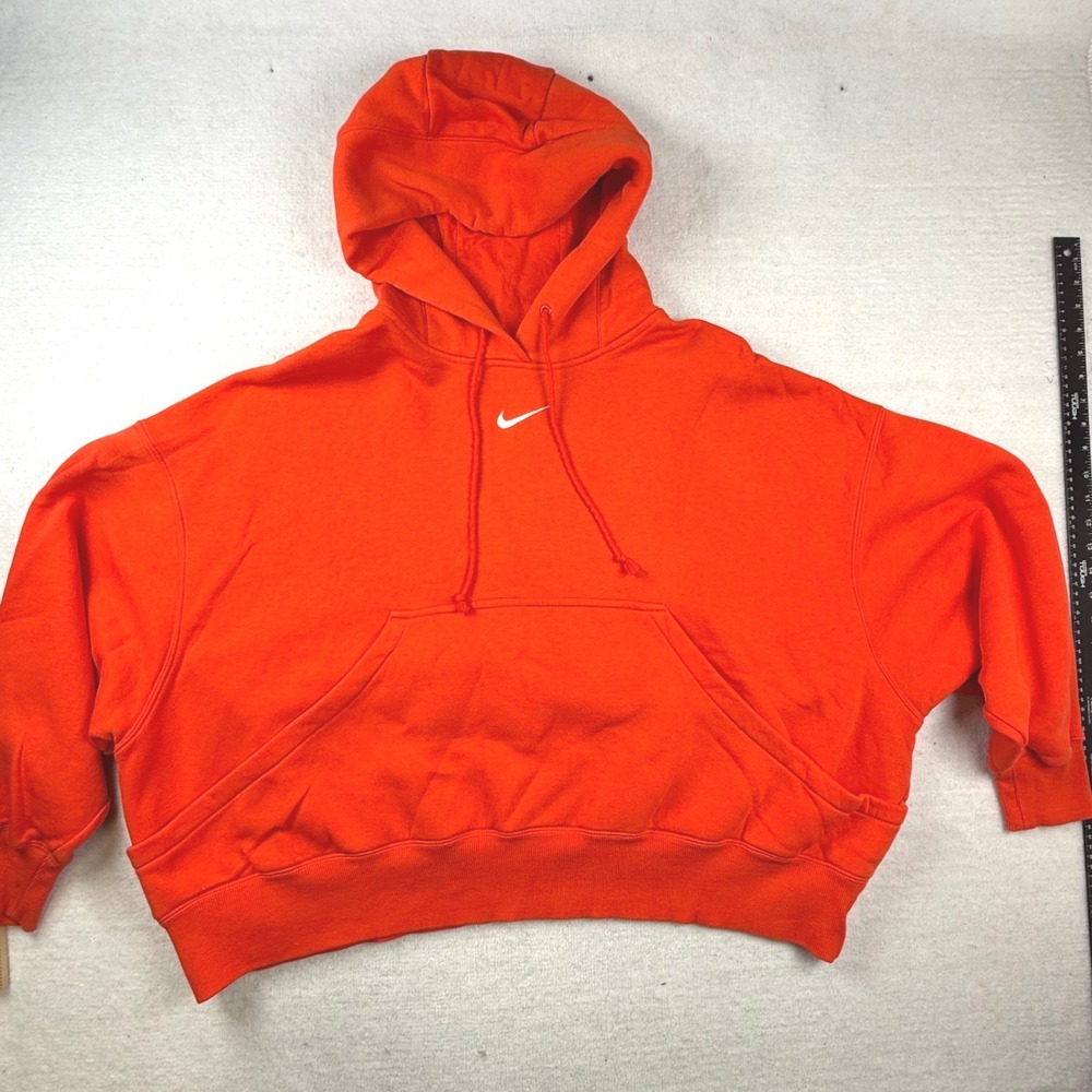 Nike Phoenix Oversized Hoodie Picante Red Orange Womens XL center Swoosh